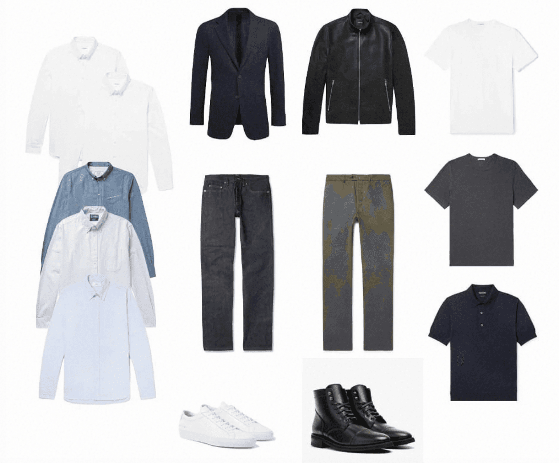 jacket, paints, sneaker, shirt, jeans, boots