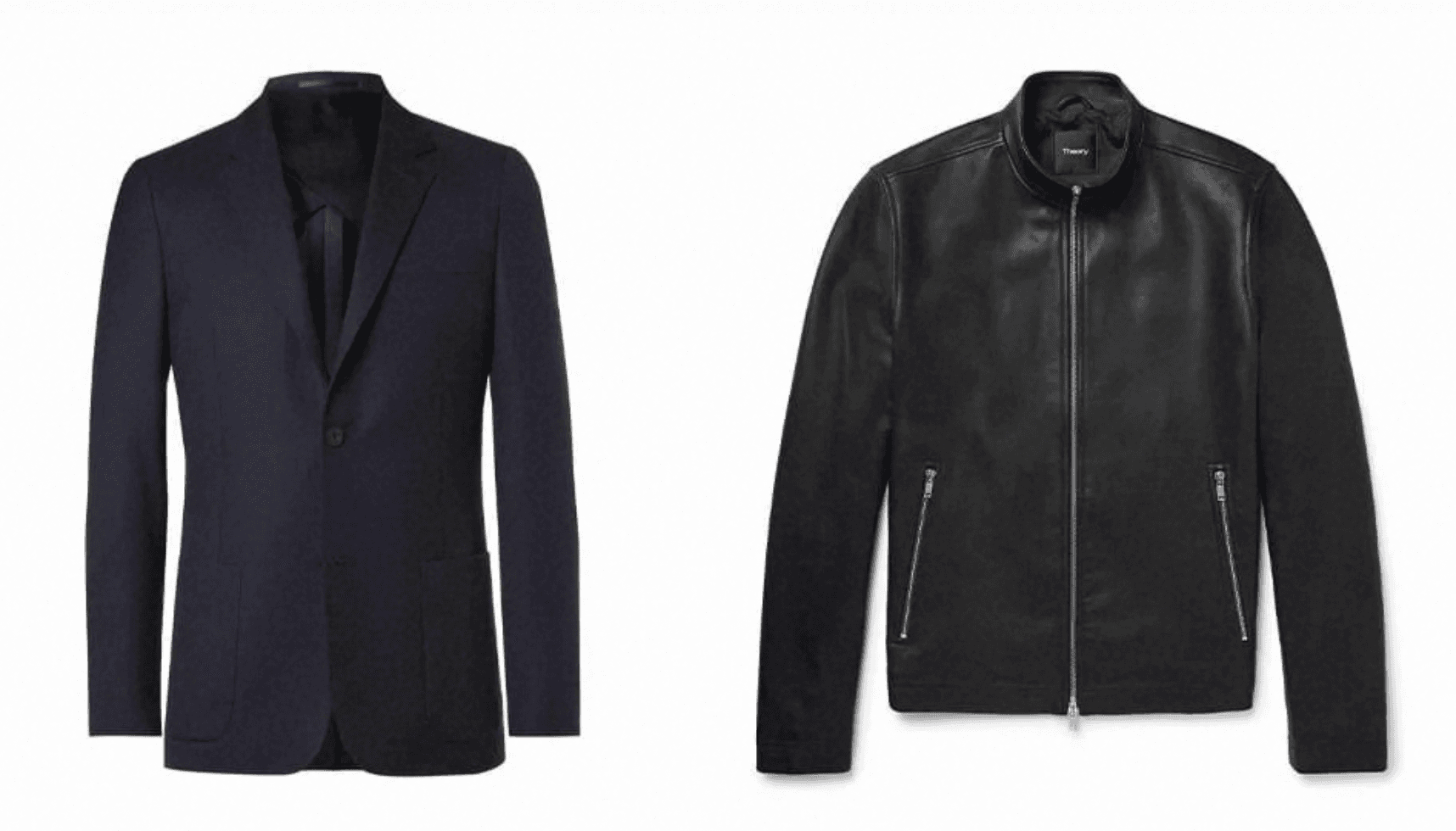 blazer, leather coat